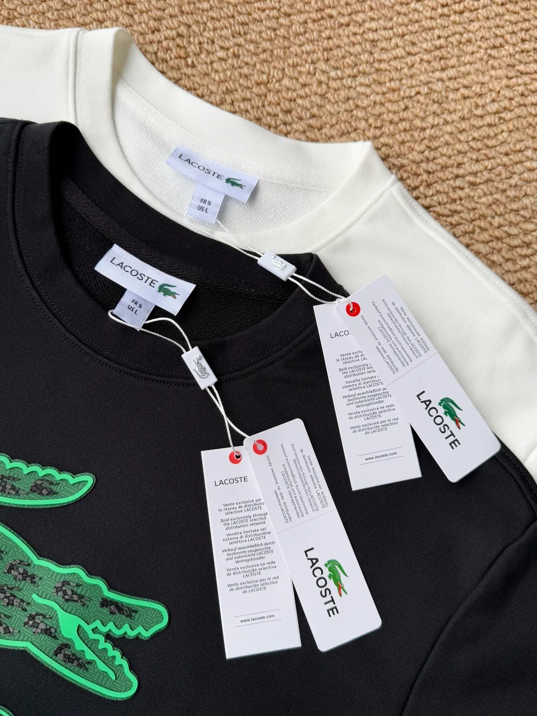 High Quality LACOSTE. 2026 Autumn New Product Counter Same Style Printed Cotton Round Neck Sweater 360g Pure Cotton Terry M.L.XL 2XL LA-3091